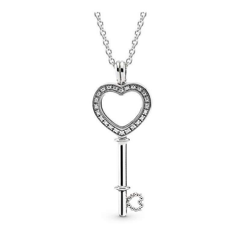 Pandora Floating Locket Heart Key Necklace NZ Sale, Sterling Silver (721043-PAU)